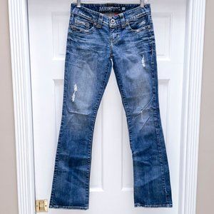GUESS JEANS 27 Daredevil Bootcut Distressed Low